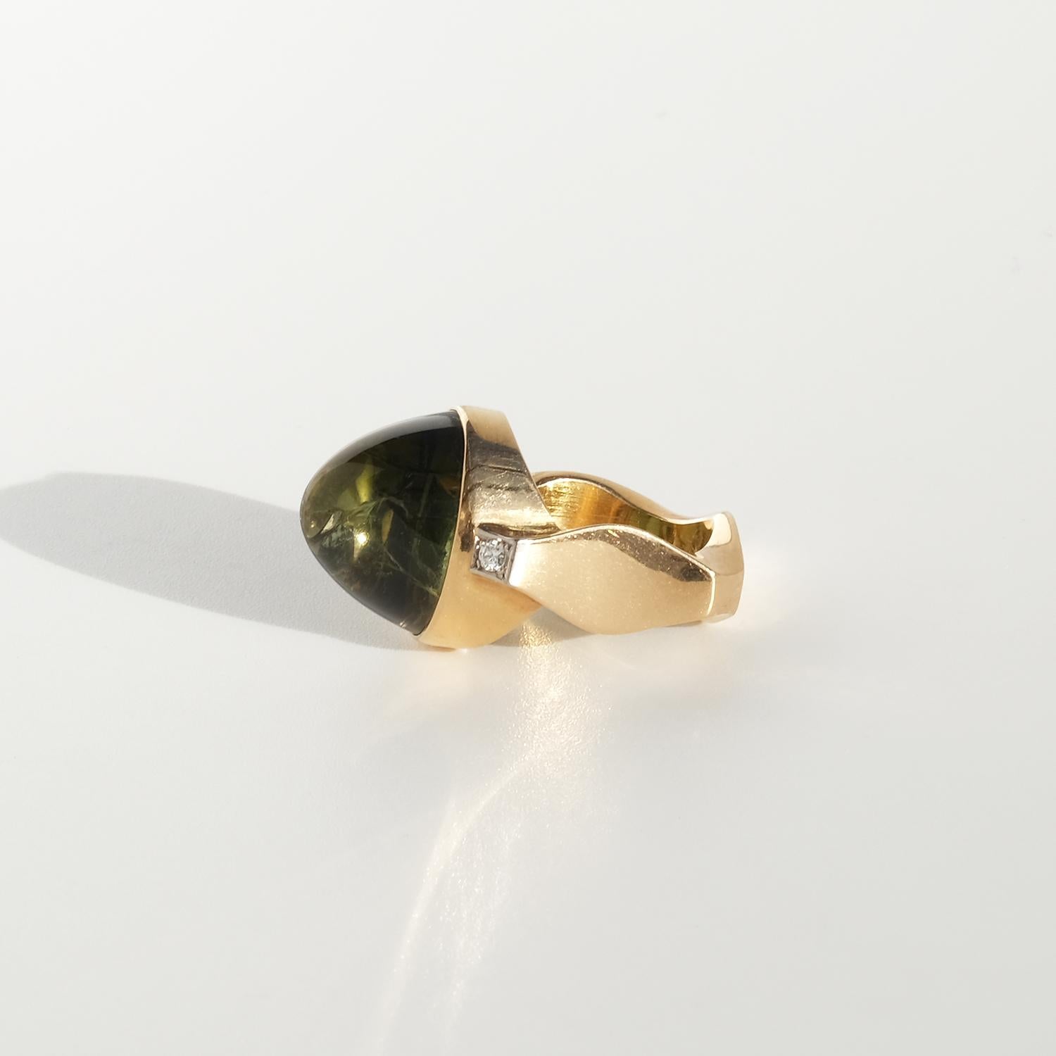  Bague vintage du maître Hans Scherlund, en or 18 carats, tourmaline et diamants, fabriquée en 1967 Unisexe 