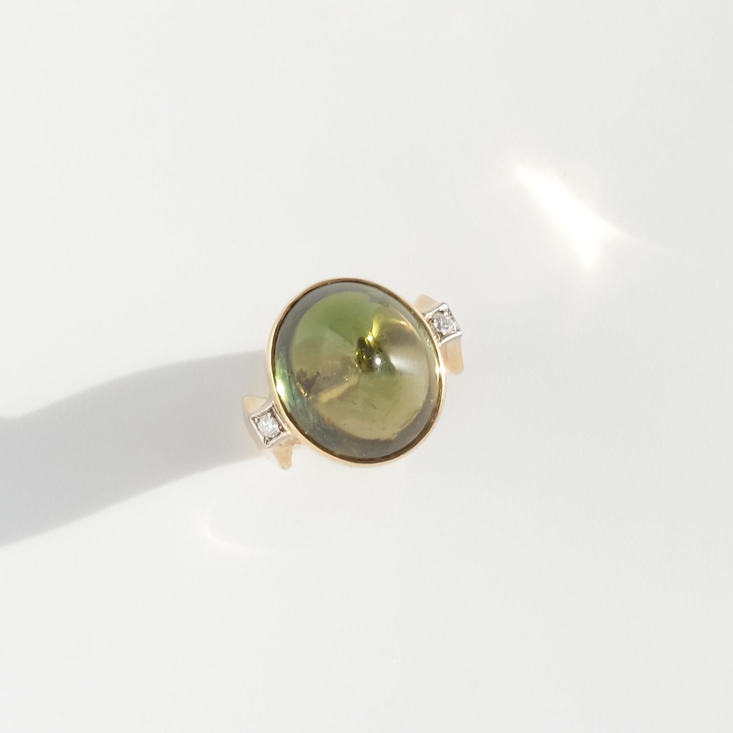 Bague vintage du maître Hans Scherlund, en or 18 carats, tourmaline et diamants, fabriquée en 1967 2