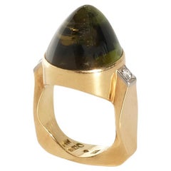 Bague vintage du maître Hans Scherlund, en or 18 carats, tourmaline et diamants, fabriquée en 1967