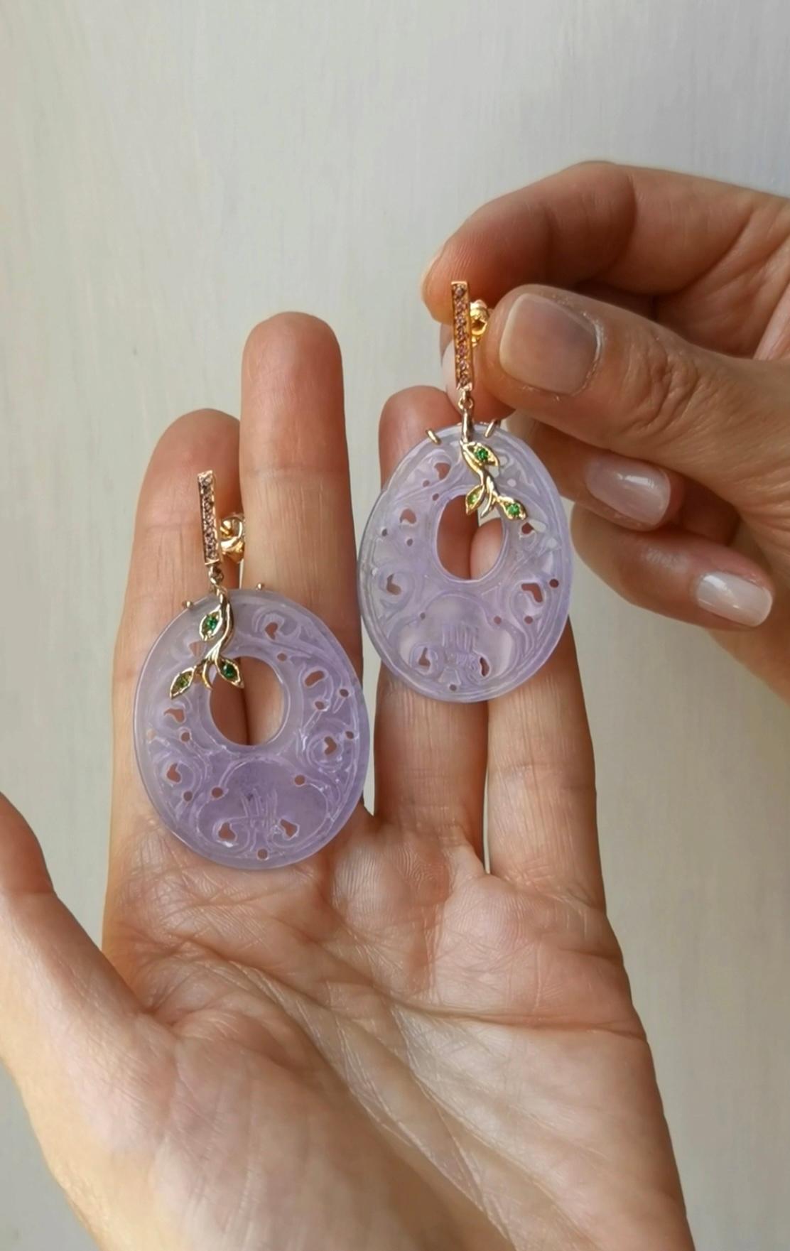 Rossella Ugolini Boucles d'oreilles en or jaune 18 carats, quartz rose et violet, fabriquées à la main en vente 10
