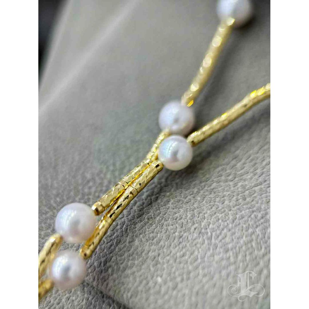【Lustre Arc】Convertible 5-Wege Akoya Perle & Gold Layered Pullover Halskette im Angebot 3