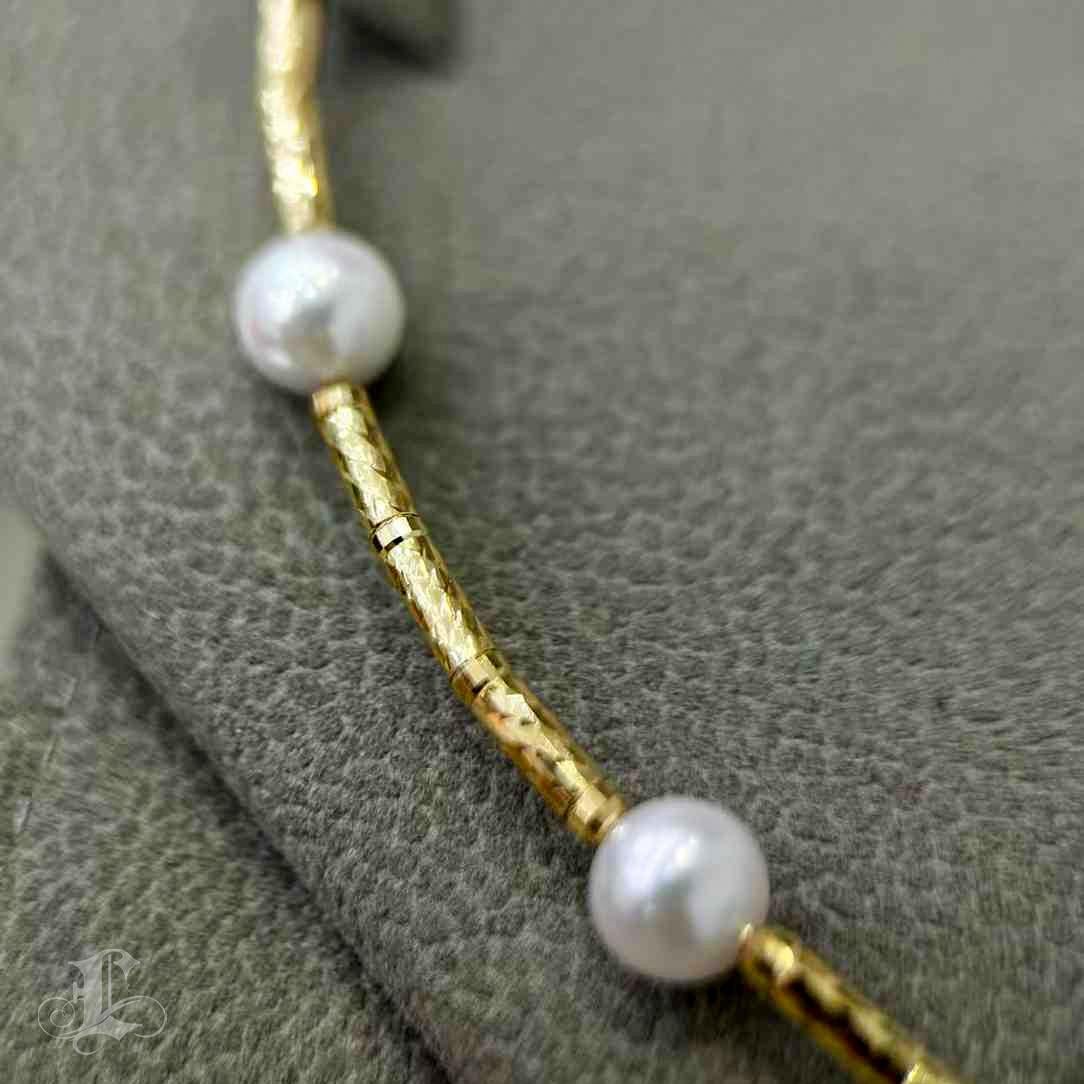 【Lustre Arc】Convertible 5-Wege Akoya Perle & Gold Layered Pullover Halskette im Angebot 5