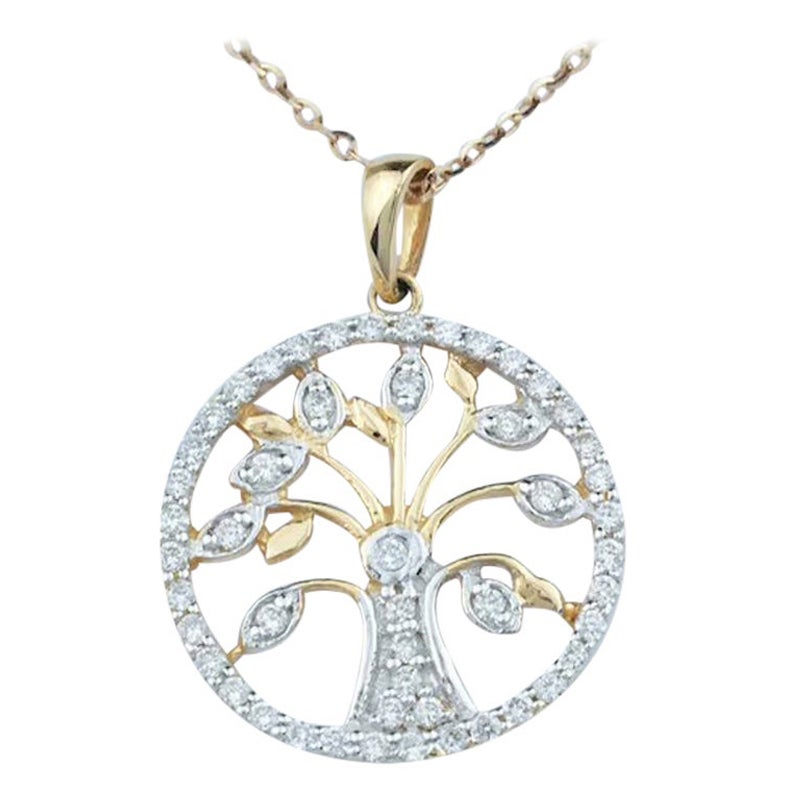 Collier de l'arbre de vie en or rose / or blanc / or jaune 18 carats.

Délicat collier à breloques Tree of Life avec diamant naturel serti en or massif 18k disponible en trois couleurs. Diamant naturel véritable de taille ronde : chaque diamant est