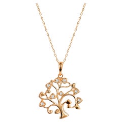 18k Gold Tree of Life Pendant Necklace Diamond Spiritual Delicate Necklace