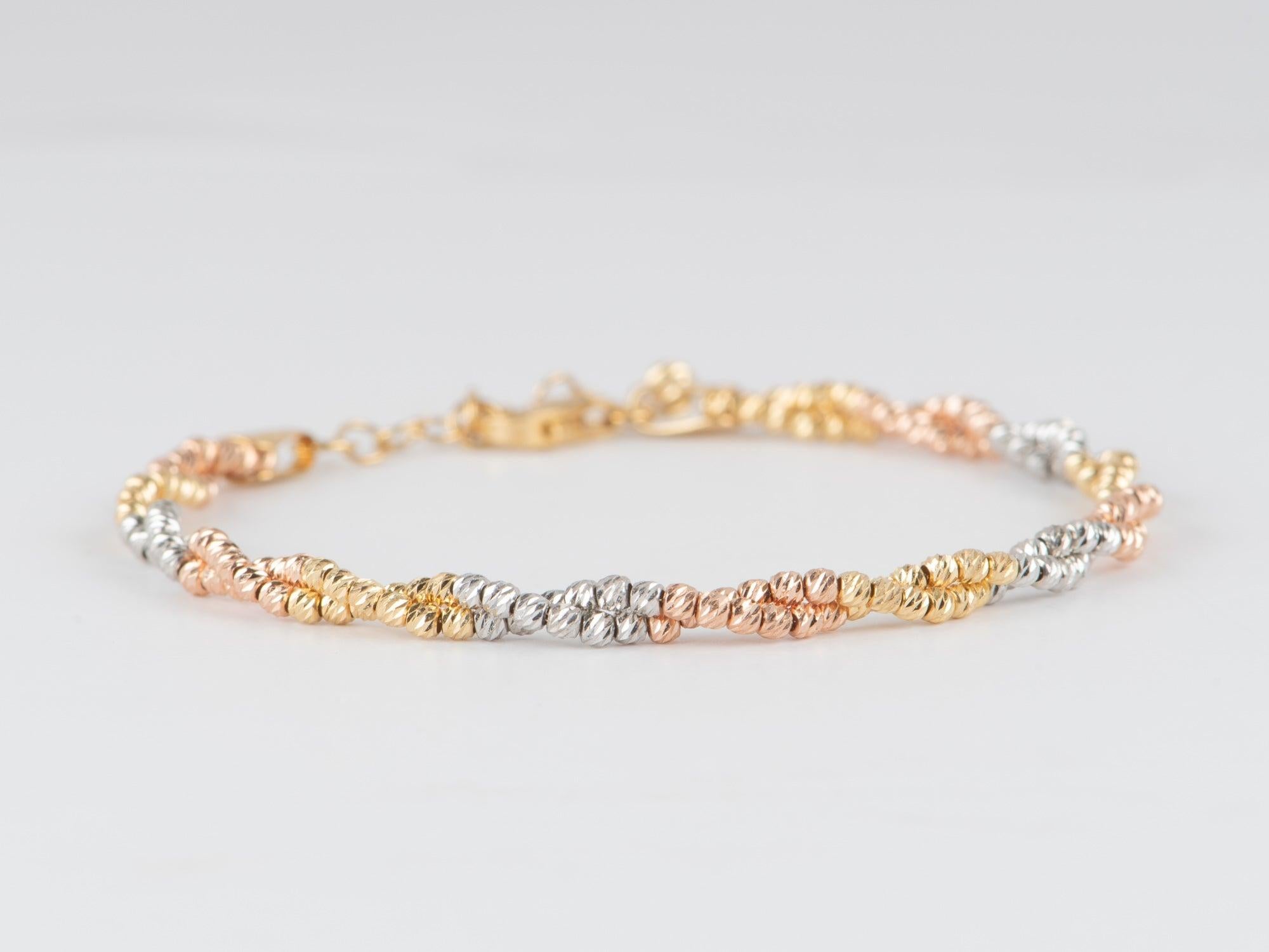 ♥ 18K Gold Tri-Color Diamantschliff Sparkle Perlen Armband 5g+ R2093

♥ Dieser Artikel misst 6,5