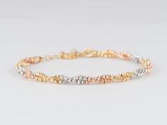 18K Gold Tri-Color Diamond Cut Sparkle Bead Bracelet 5g+ R2093