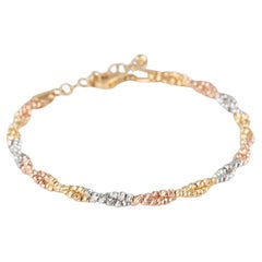 18K Gold Tri-Color Diamond Cut Sparkle Bead Bracelet 5g+ R2093