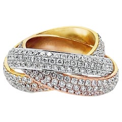 18K Gold Tri-Color Rolling Eternity Ring with Diamonds