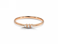 18k Gold Trio Diamond Band Ring Mini Diamond Ring