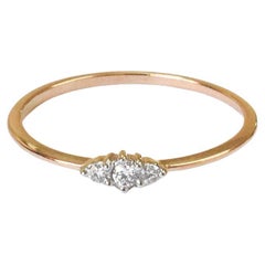 18k Gold Trio Diamond Ring Minimalist Diamond Ring
