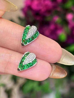 18K Gold Tsavorite & Diamond Stud Earrings