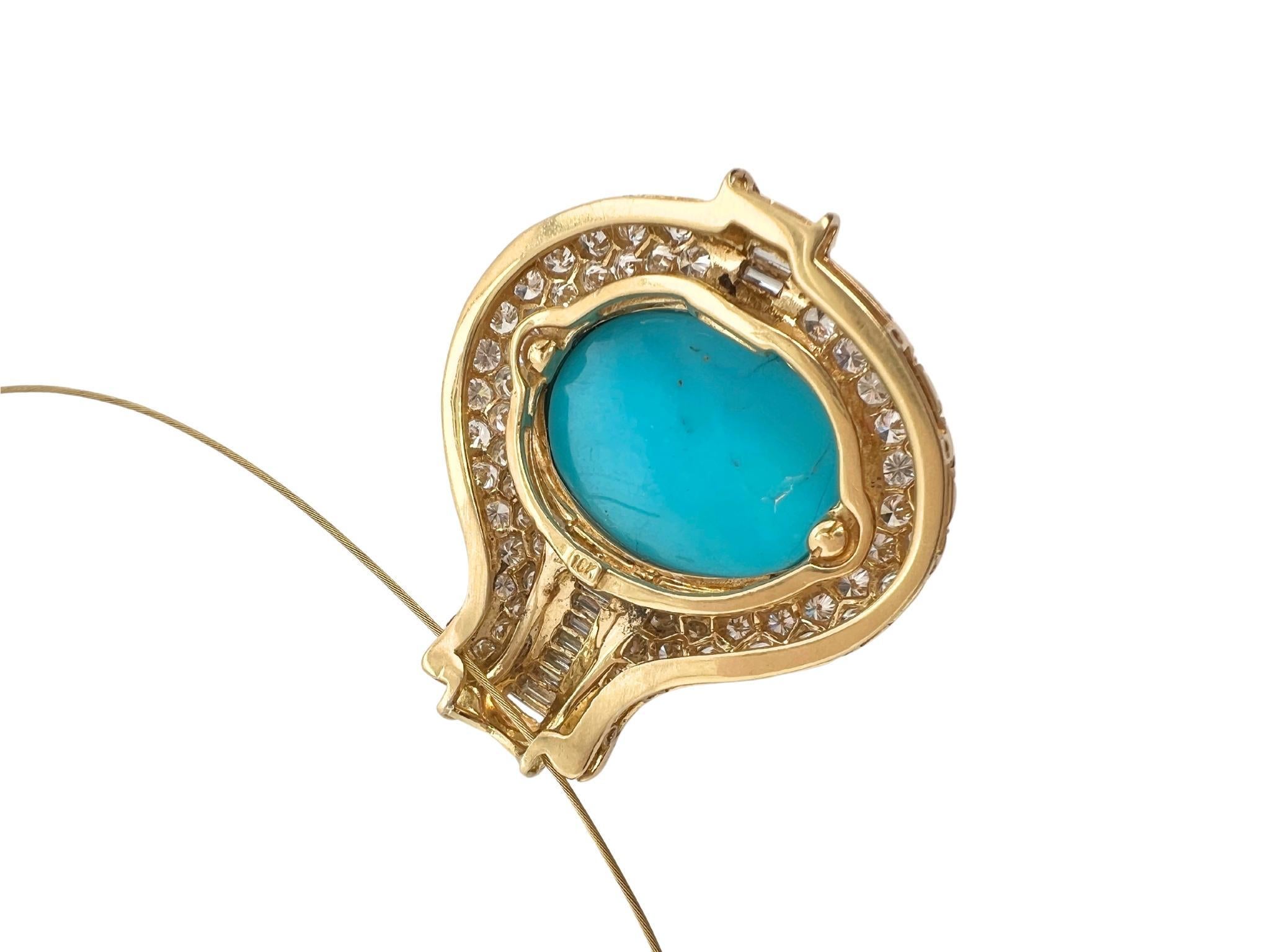 Collana con turchese e diamanti in oro 18k In condizioni ottime in vendita a New York, NY