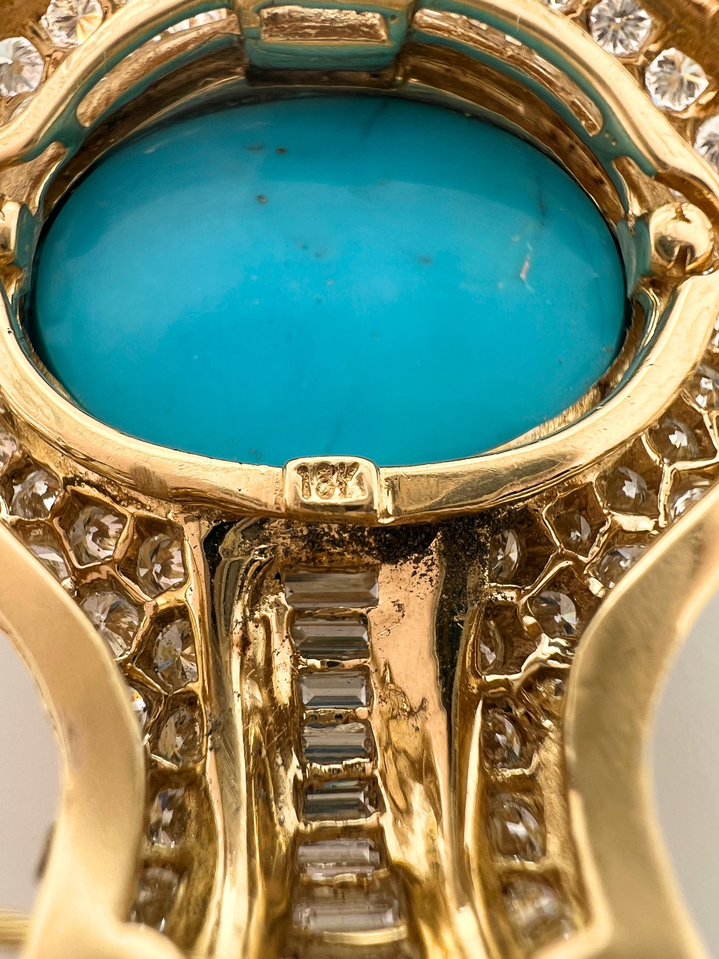 Collana con turchese e diamanti in oro 18k in vendita 1