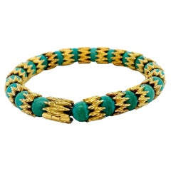 Bracciale in oro 18k e perline di turchese A Link frastagliato