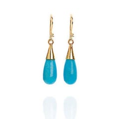 18K Gold Turquoise Throat Chakra Droplet Necklace & Earrings Gift Set