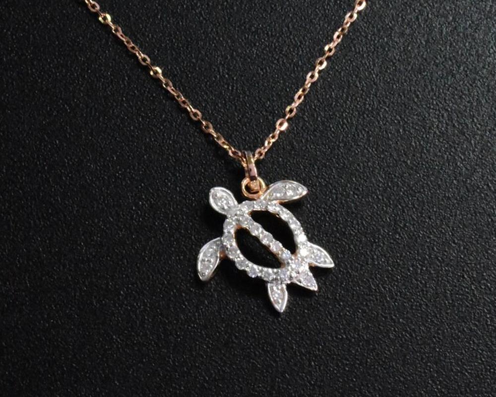 white gold turtle necklace