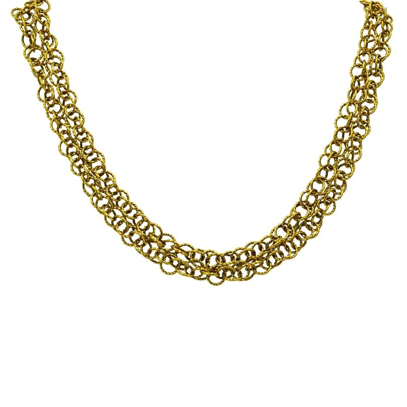 Women's or Men's 18k Gold Twisted Link Chain Necklace French Jewelry For Sale