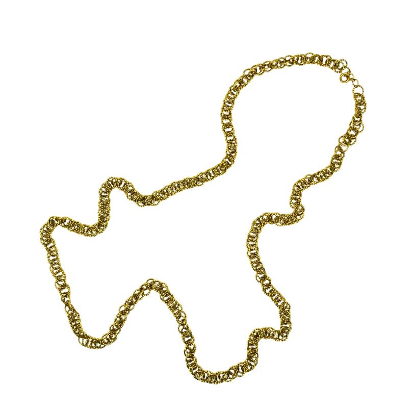 18k Gold Twisted Link Chain Necklace French Jewelry For Sale 3