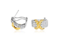 18K Gold Two Tone 2.00 Carat Diamond Earrings