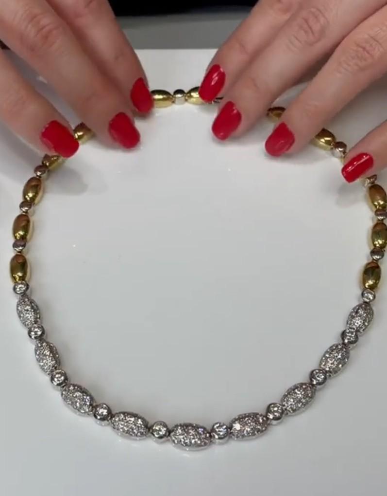 Donna Collana bicolore in 18K con diamanti incastonati e pavé in vendita