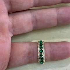 18k Gold Unique Stacking Rings in Emerald and Diamonds