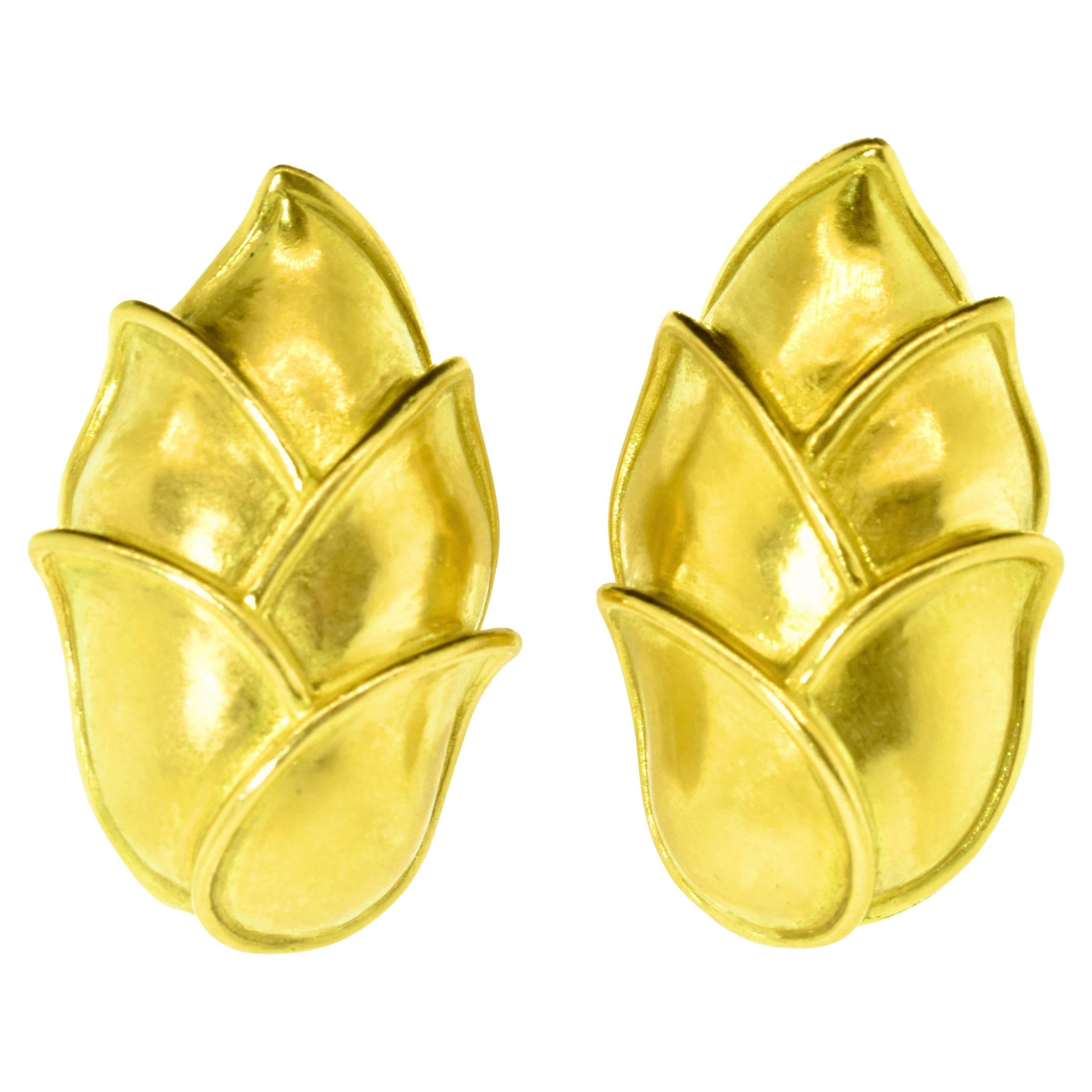 18K Gold Unusual Angela Cummings Vintage Earrings, circa 1989.