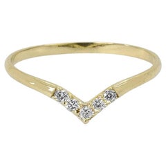 18k Gold 0.16 Carat Diamond V Shape ring Chevron Ring 