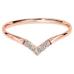 Bague de mariage en or 18 carats avec diamant en forme de V et chevron de diamants