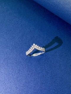 18K Gold V-Shaped Double Row Crown Ring & Natural Diamonds(Resizable)