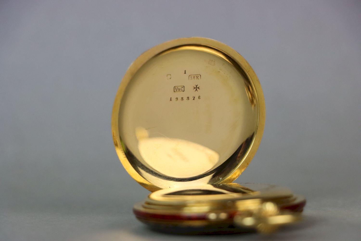 18 Karat Gold Vacheron & Constantin Geneve Emaille-Taschenuhr im Angebot 6