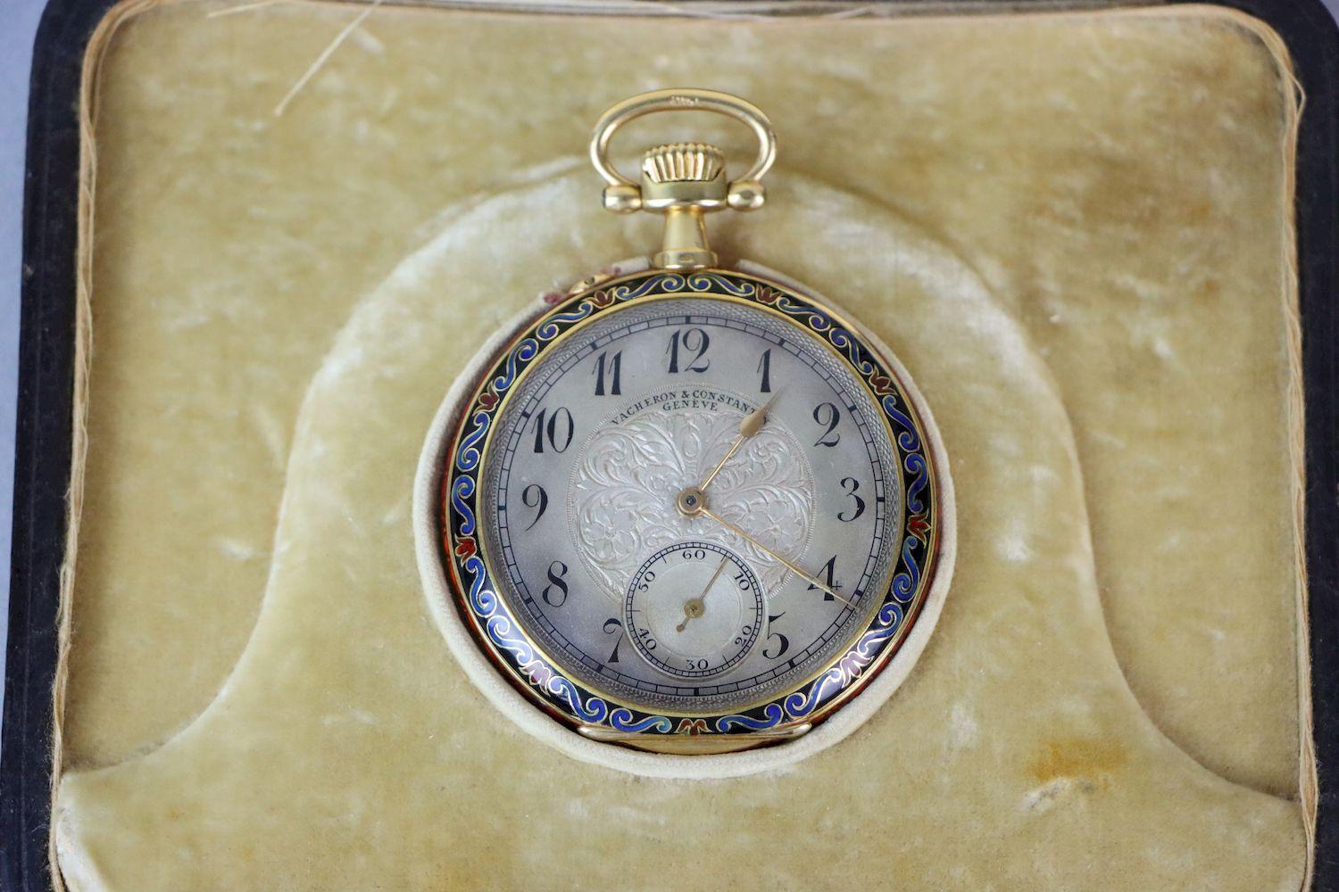 18 Karat Gold Vacheron & Constantin Geneve Emaille-Taschenuhr im Angebot 10