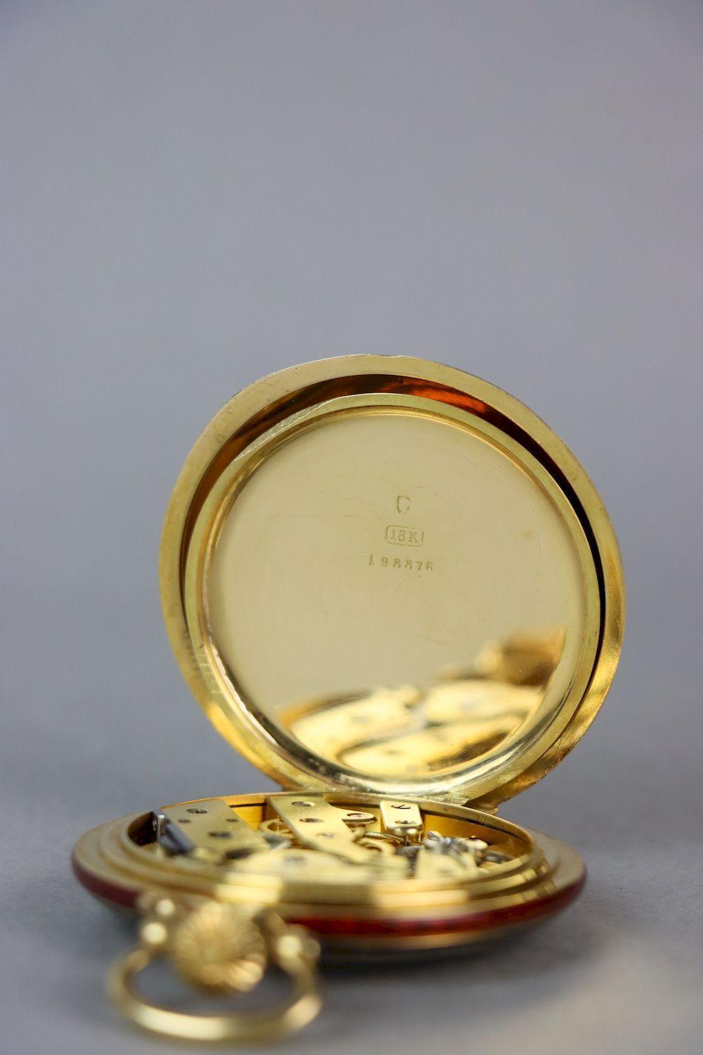 18 Karat Gold Vacheron & Constantin Geneve Emaille-Taschenuhr im Angebot 11