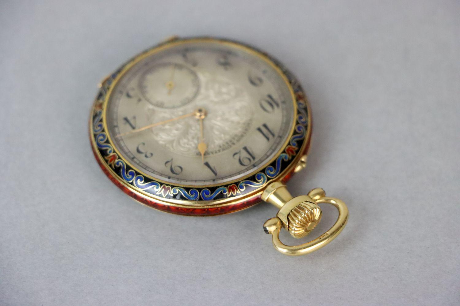 18 Karat Gold Vacheron & Constantin Geneve Emaille-Taschenuhr im Angebot 2