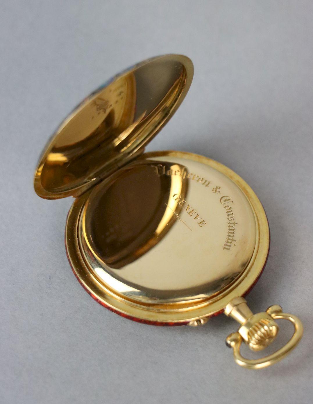 18 Karat Gold Vacheron & Constantin Geneve Emaille-Taschenuhr im Angebot 4
