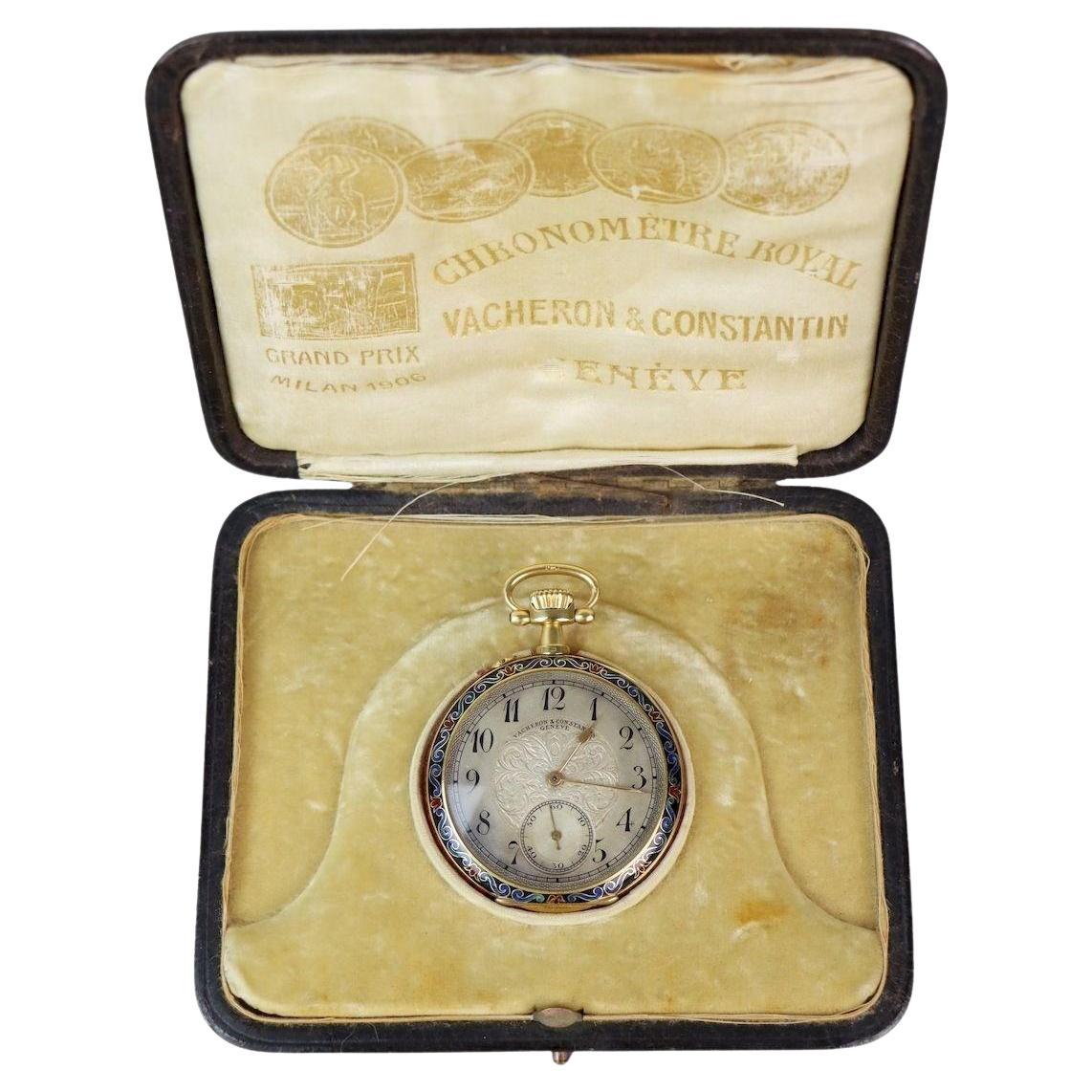 Reloj de bolsillo de oro de 18 quilates Vacheron Constantin Geneve esmaltado