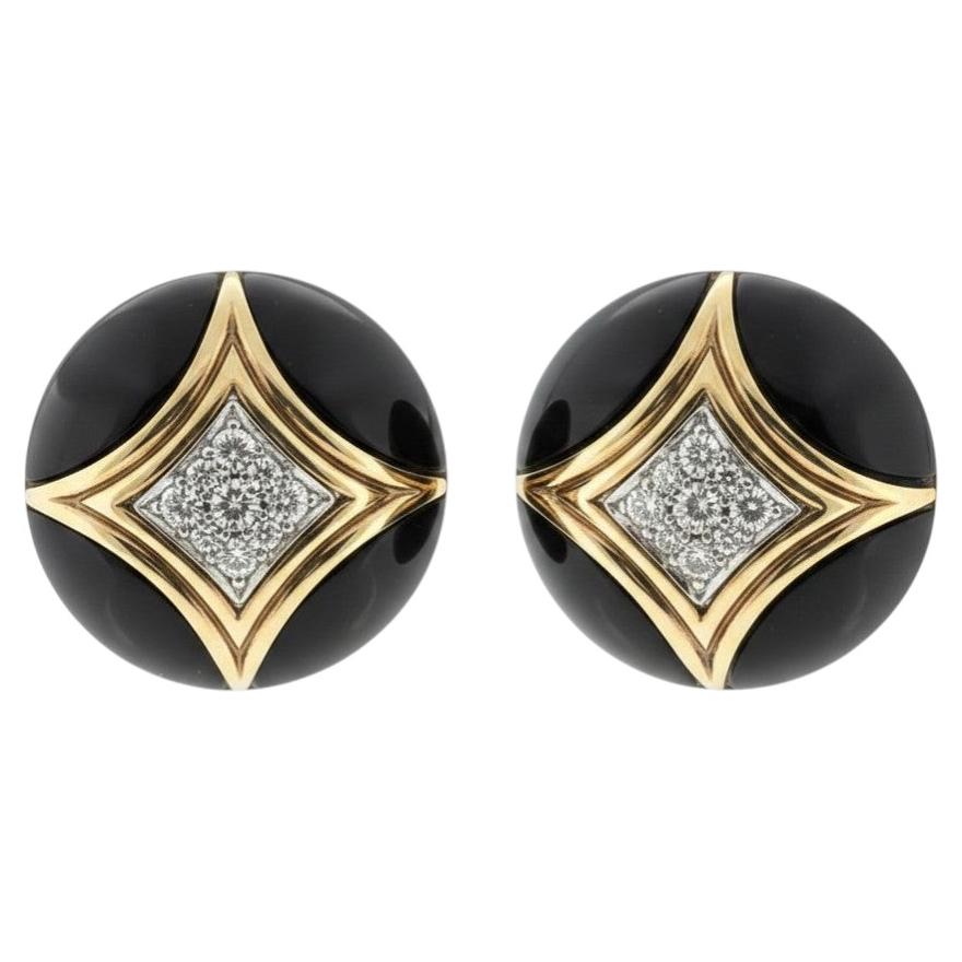 Boucles d'oreilles en or 18 carats Van Cleef & Arpels Onyx et diamants