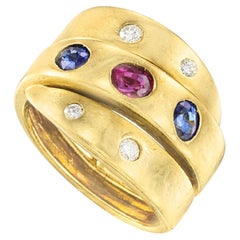 18K Gold Van Cleef & Arpels Ruby Sapphire Diamond Ring