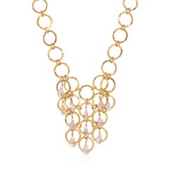 18k Gold Vermeil multi Hoop Bib Necklace with Peridot Stones