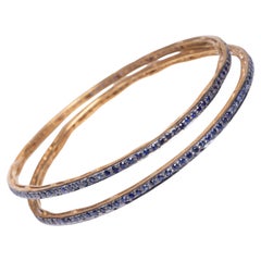 Retro 18k Gold Vermeil Sapphire Bangles