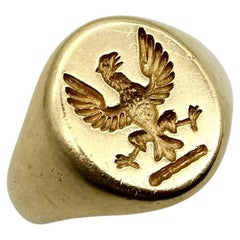 18k Gold Victorian Eagle Intaglio Signet Ring