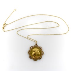 18K Gold Victorian Egyptian Revival Nekhbet Necklace with Diamonds and Pearls