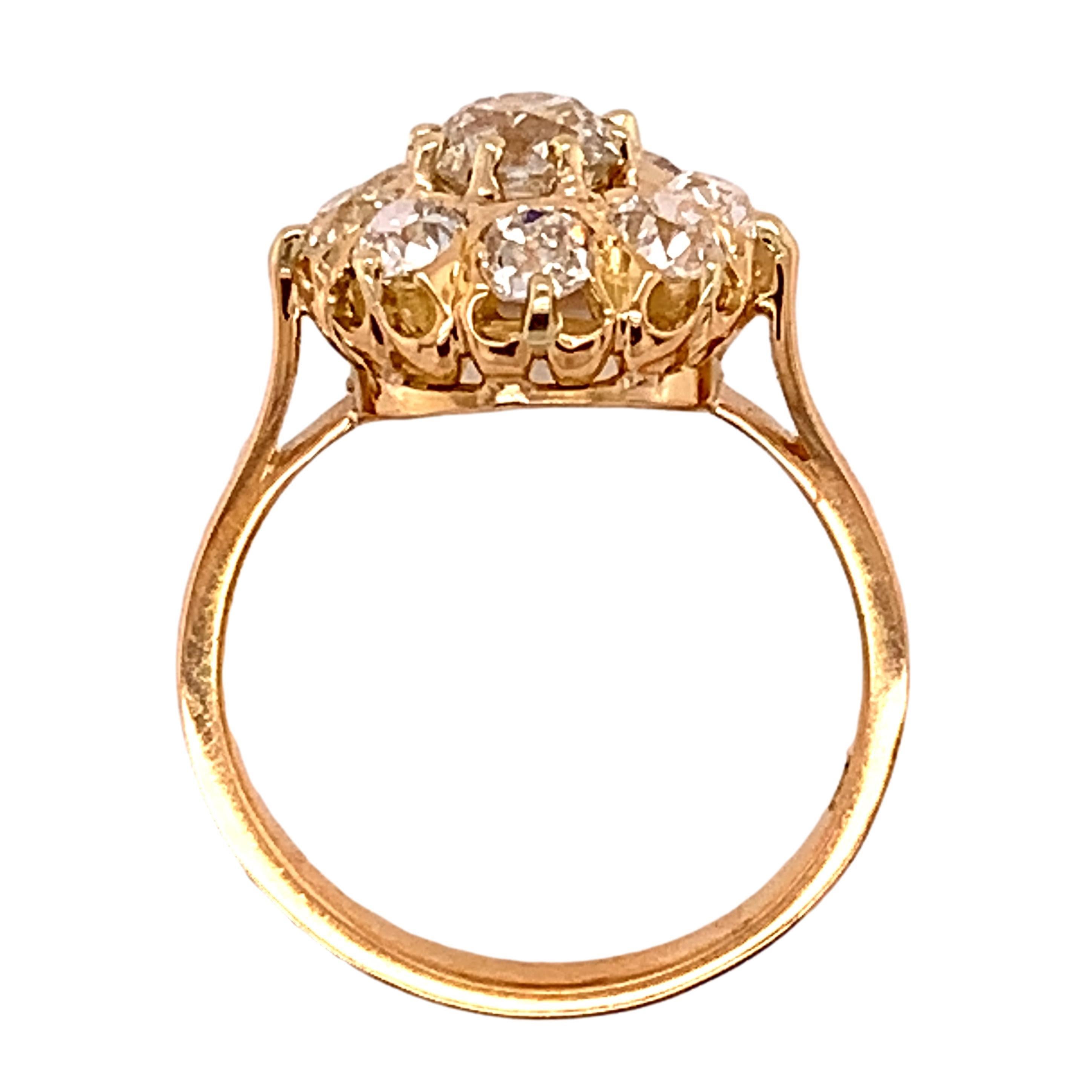 Women's or Men's 18k Gold Victorian Mine Cut Genuine Natural Diamond Ring 2.48 Carats TW '#J4894'