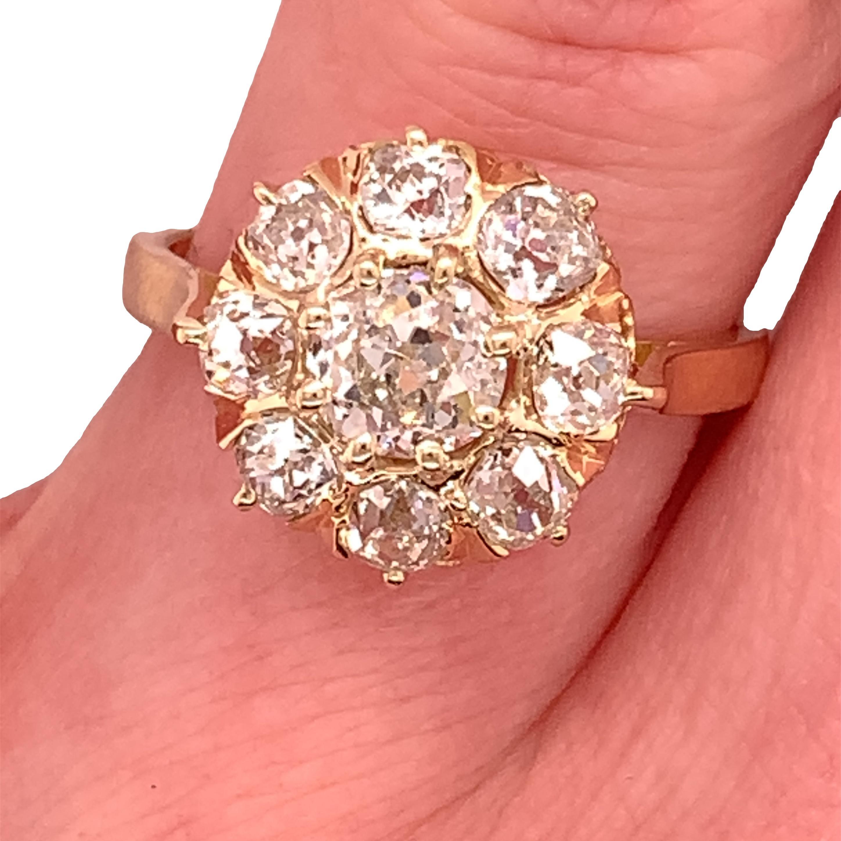 18k Gold Victorian Mine Cut Genuine Natural Diamond Ring 2.48 Carats TW '#J4894' 1