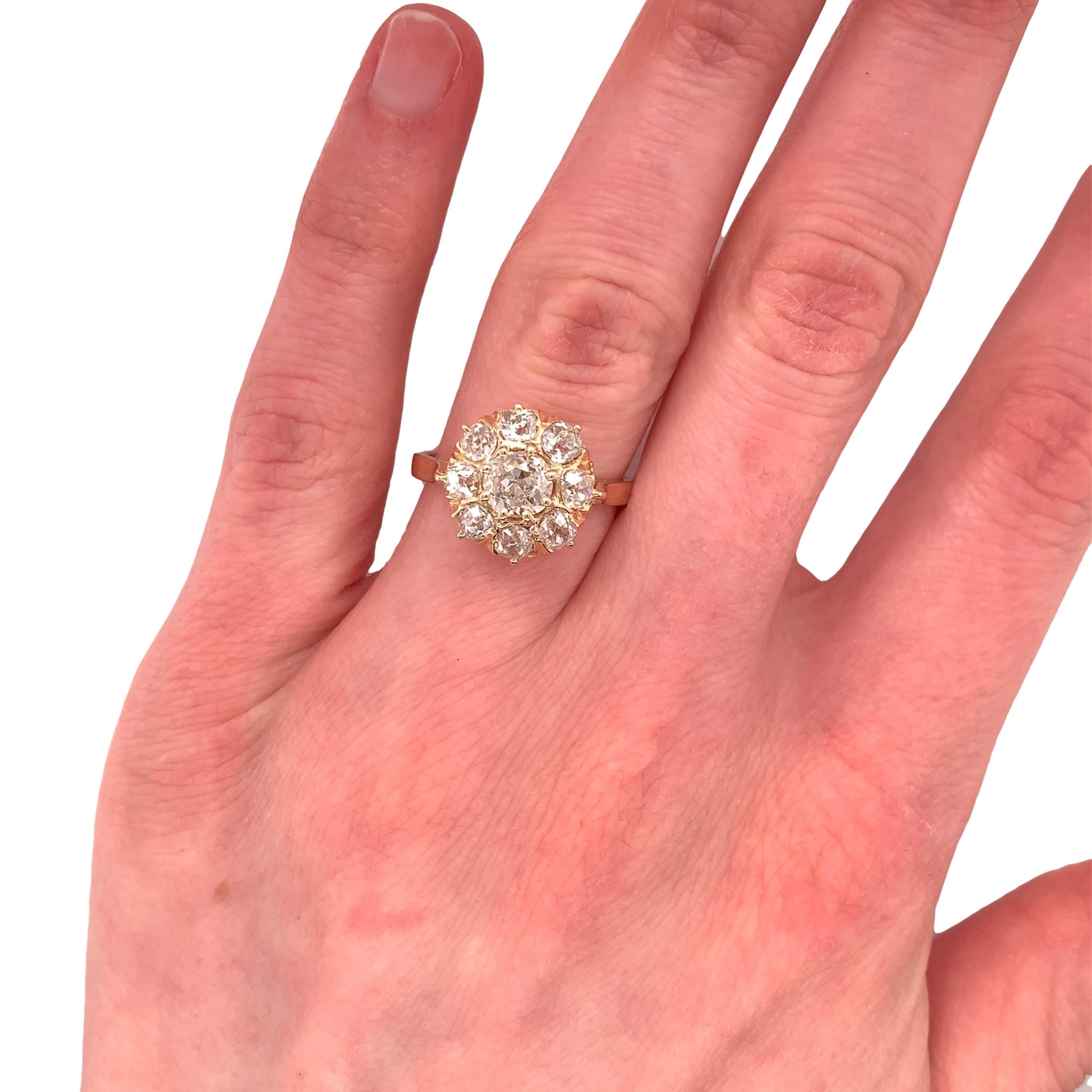18k Gold Victorian Mine Cut Genuine Natural Diamond Ring 2.48 Carats TW '#J4894' 2