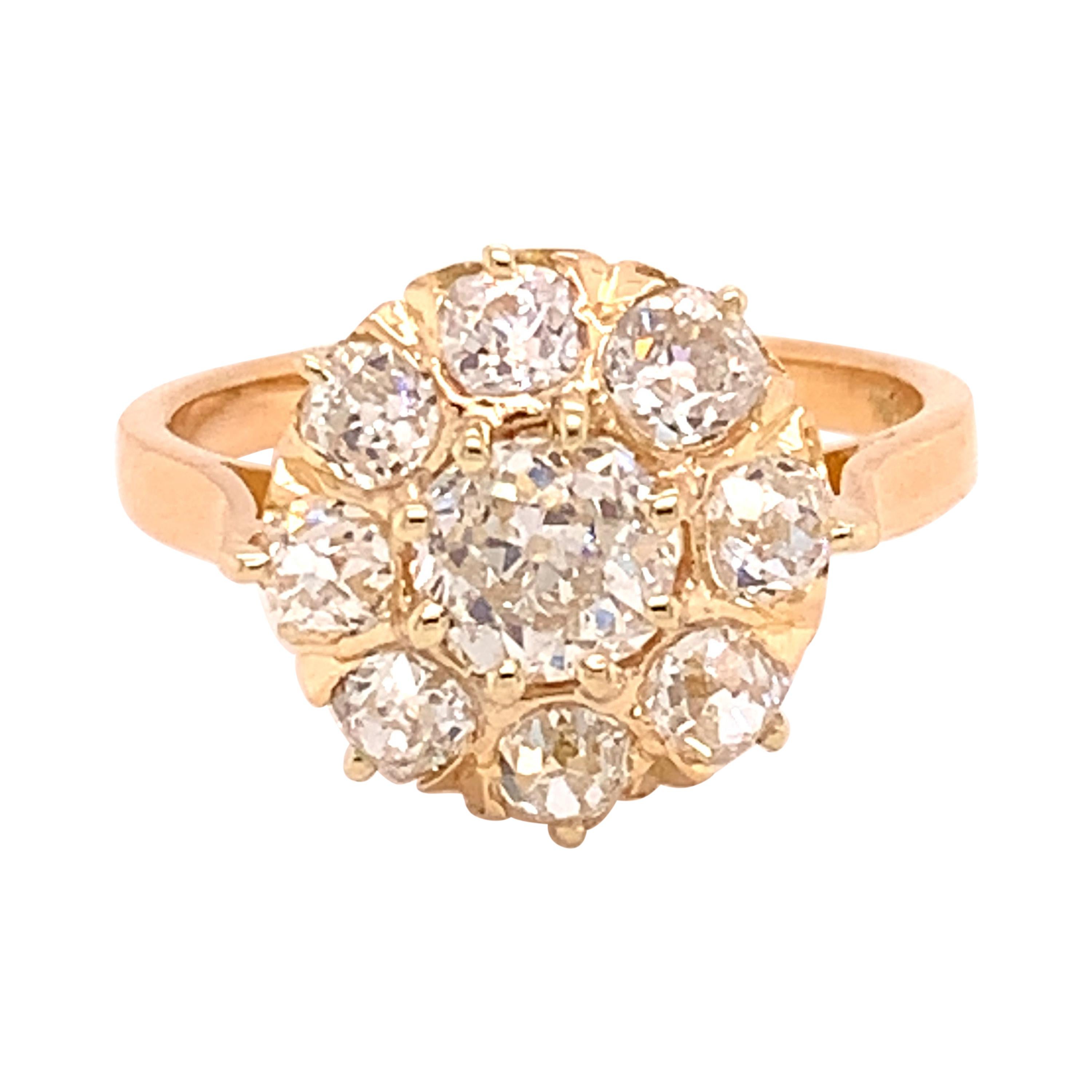 18k Gold Victorian Mine Cut Genuine Natural Diamond Ring 2.48 Carats TW '#J4894'
