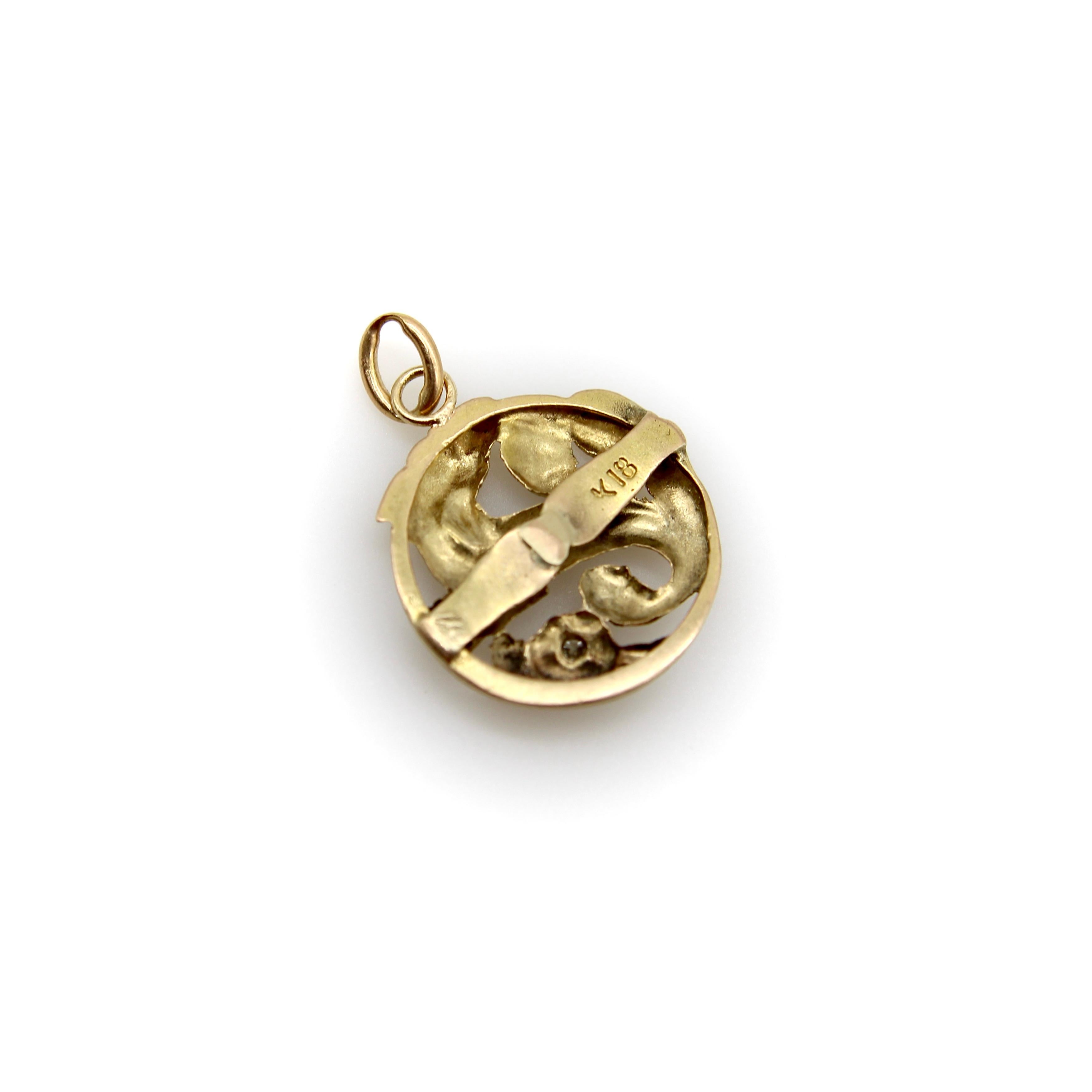 Women's or Men's 18K Gold Victorian Mythical Creature Pendant For Sale