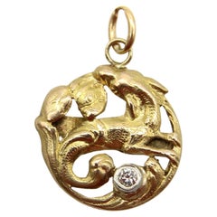 18K Gold Victorian Mythical Creature Pendant