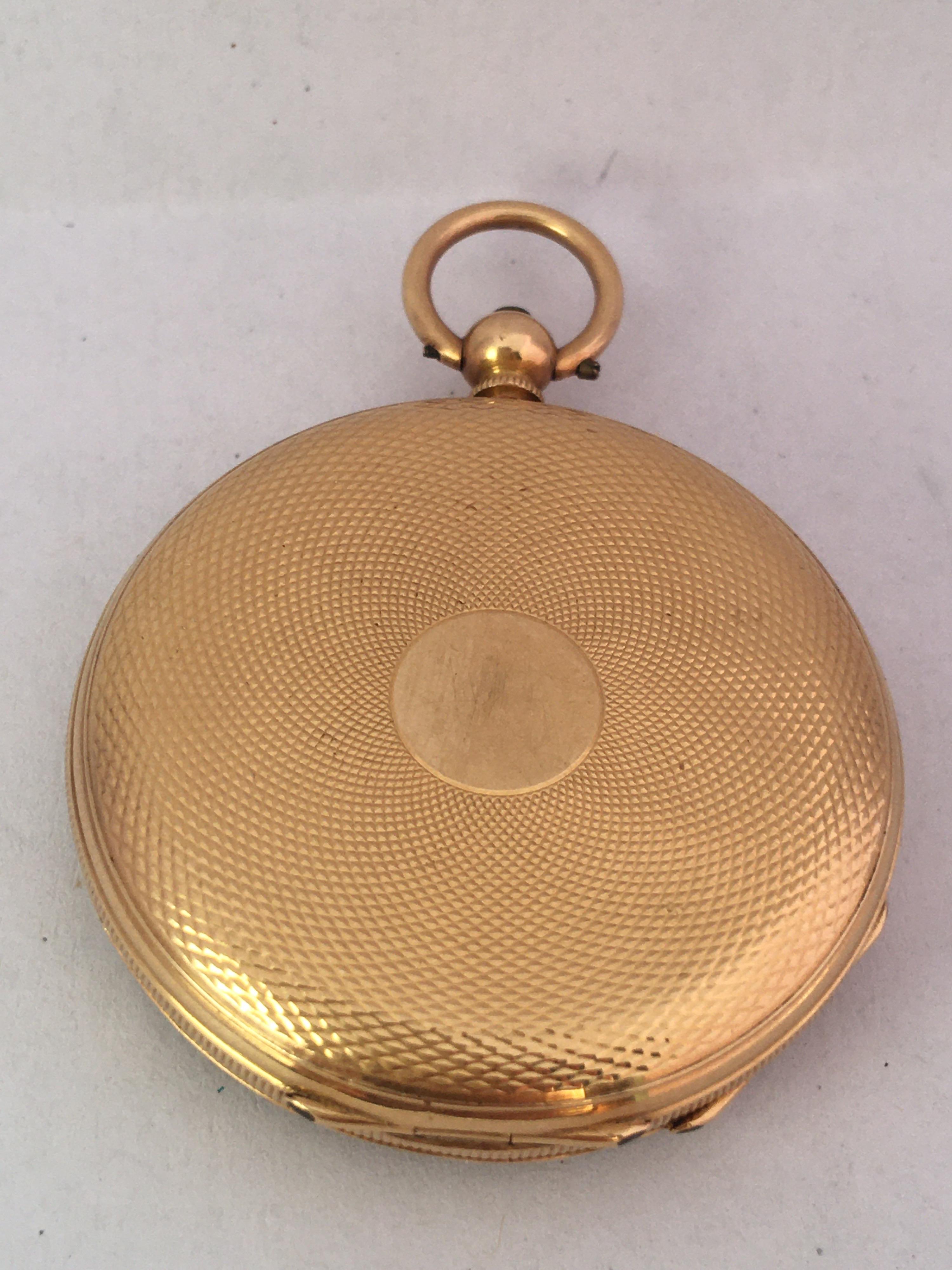 18 Karat Gold Victorian Period Ladies Fob or Pocket Watch For Sale 7