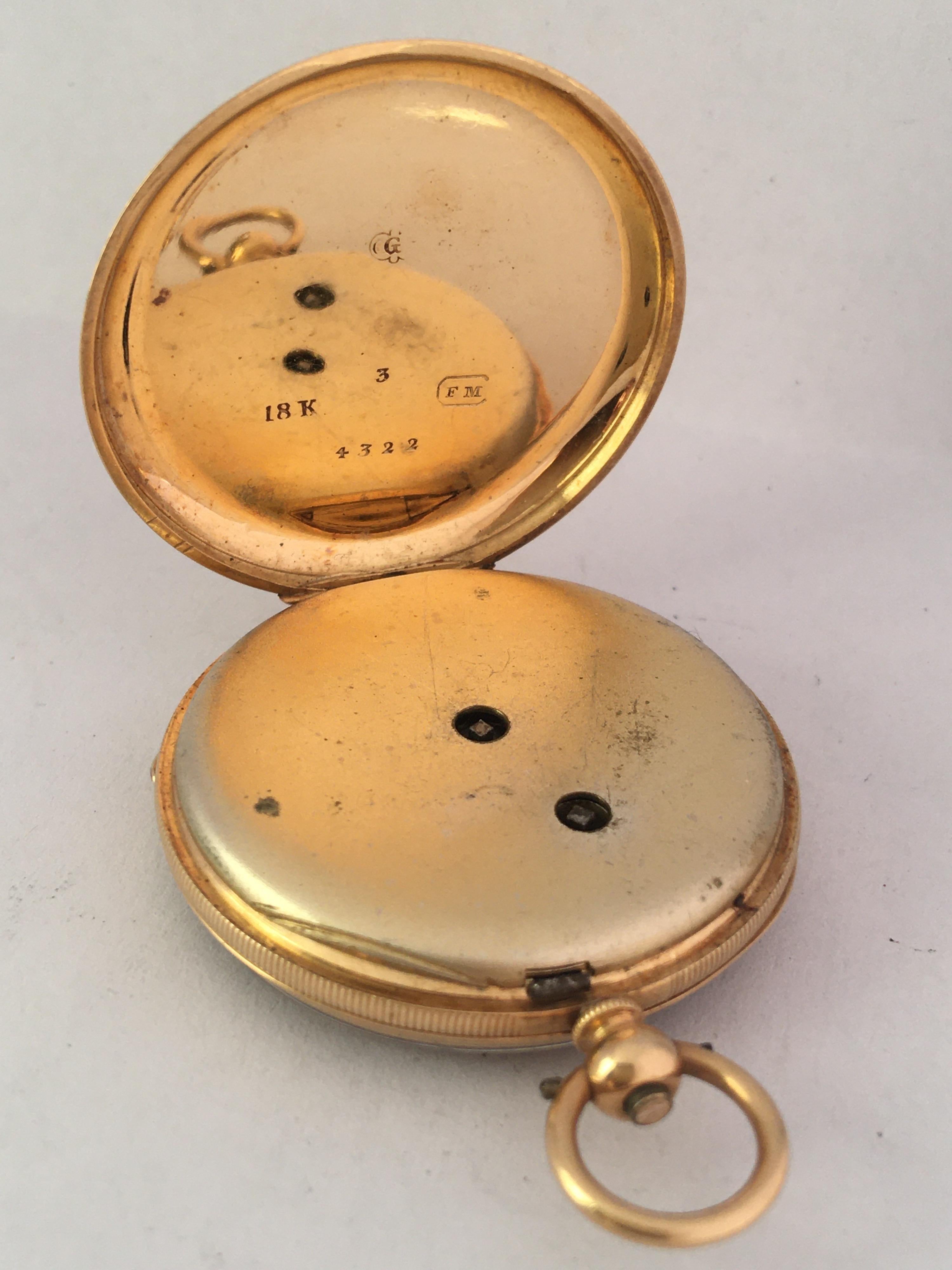 18 Karat Gold Victorian Period Ladies Fob or Pocket Watch For Sale 9