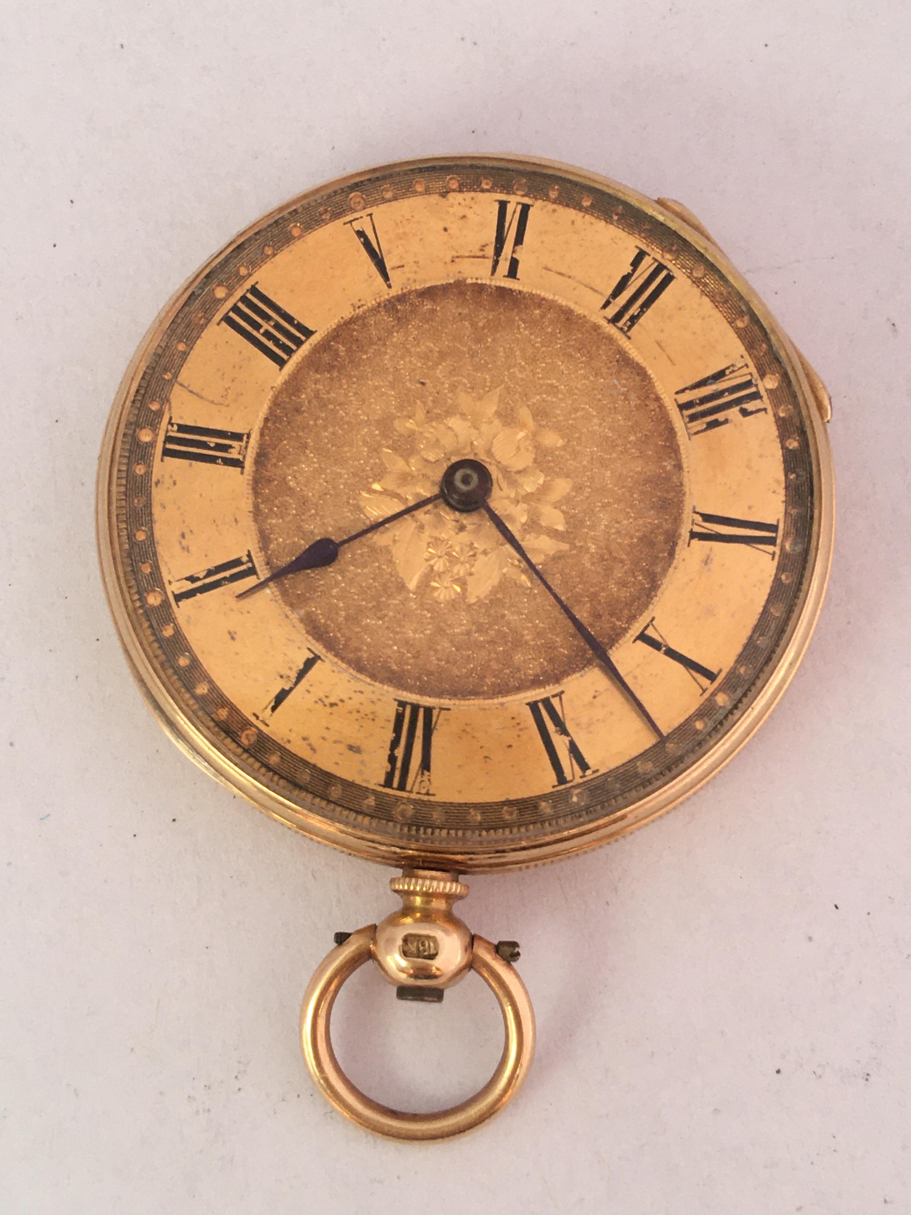 18 Karat Gold Victorian Period Ladies Fob or Pocket Watch For Sale 2
